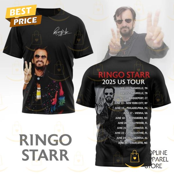 Ringo Starr 2025 Us Tour Signature 3D T-Shirt