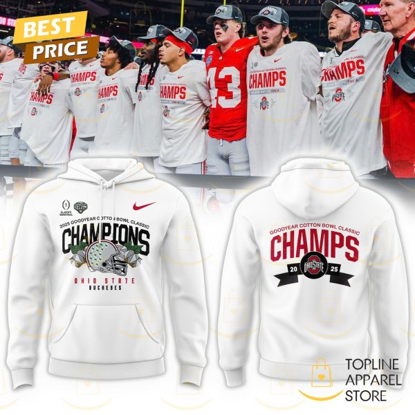 Ohio State Buckeyes 2025 Goodyear Cotton Bowl Classic Champions Hoodie – White