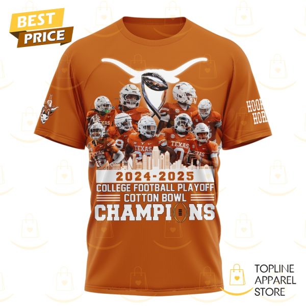 2024-2025 College Football Playoff Cotton Bowl Champions Texas Longhorns 3D T-Shirt