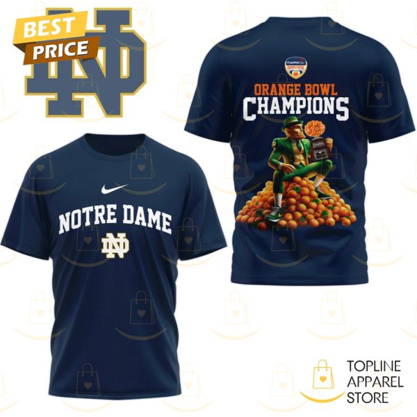 Notre Dame Fighting Irish Orange Bowl Champions 3D T-Shirt – Blue