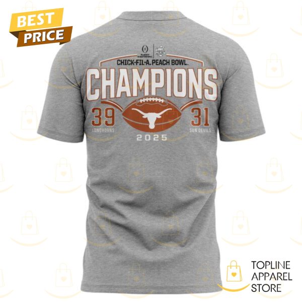 Texas Longhorns College Football Playoff 2025 Peach Bowl Champions 3D T-Shirt