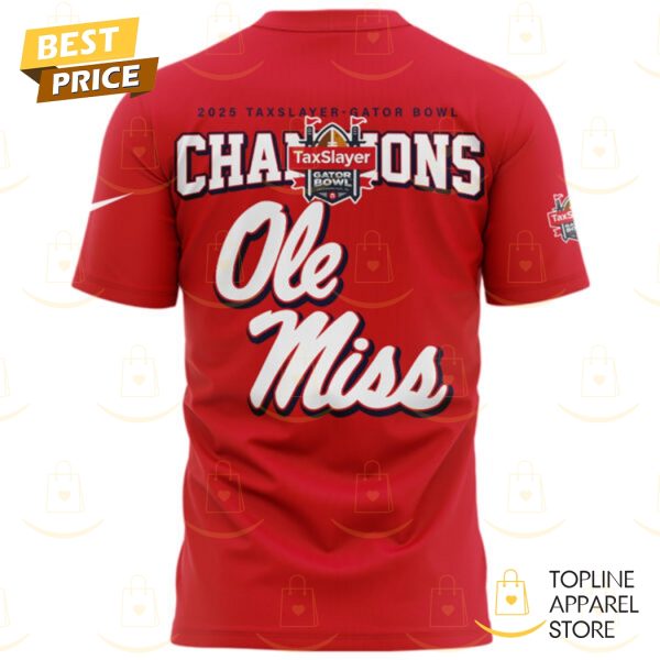 2025 Ole Miss Rebels Taxslayer Gator Bowl Champions 3D T-Shirt