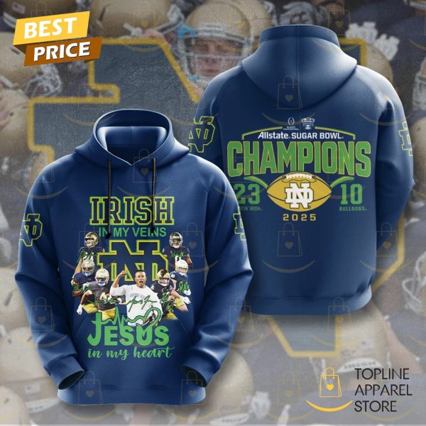 Notre Dame Fighting Irish In My Veins Jesus In My Heart Hoodie