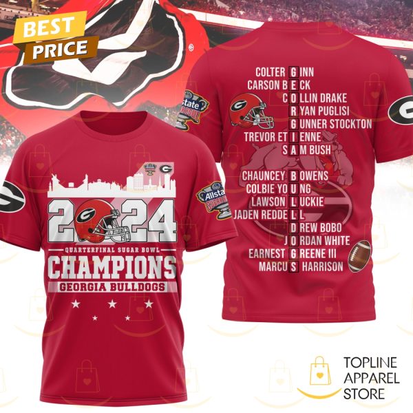 2024 Quarterfinal Sugar Bowl Champions Georgia Bulldogs 3D T-Shirt