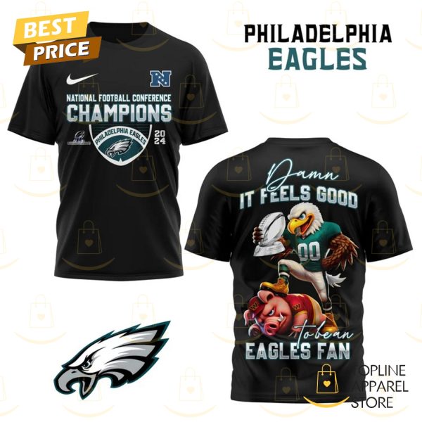 National Football Conference Champions 2024 Philadelphia Eagles 3D T-Shirt – Black