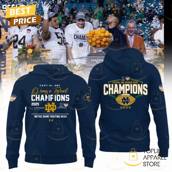 Notre Dame Fighting Irish Football 2025 Orange Bowl Champions Hoodie – Blue