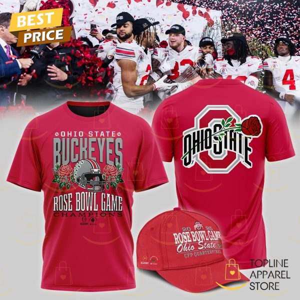 Ohio State Buckeyes 2025 Rose Bowl Game Champions 3D T-Shirt