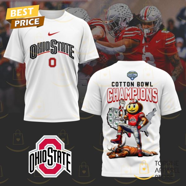 Ohio State Buckeyes Cotton Bowl Champions White 3D T-Shirt