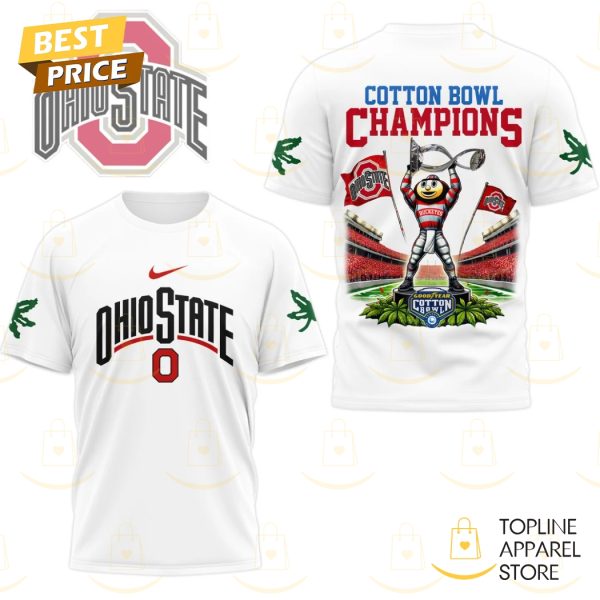 Ohio State Buckeyes Cotton Bowl Champions White 3D T-Shirt