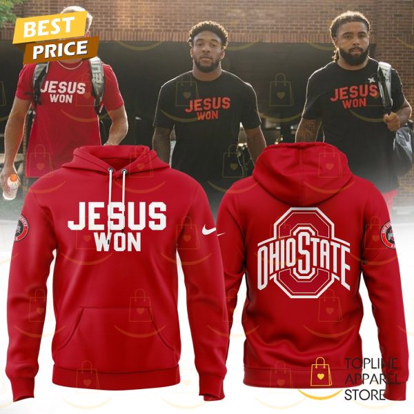 Ohio State Buckeyes Football Jesus Won Red Hoodie