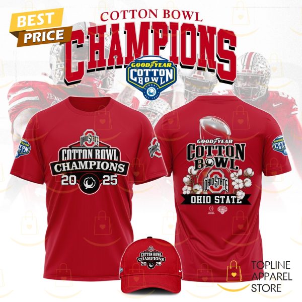 Ohio State Buckeyes Goodyear Cotton Bowl Champions Red 3D T-Shirt