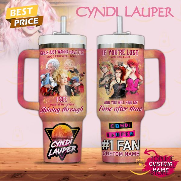 Personalized Cyndi Lauper Girls Just Want To Have Fun 2025 Tour Tumbler With Handle And Straw