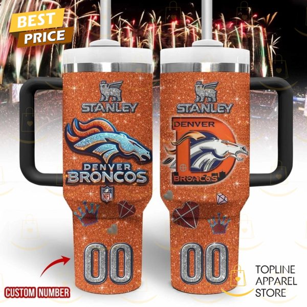 Personalized Denver Broncos Tumbler With Handle And Straw