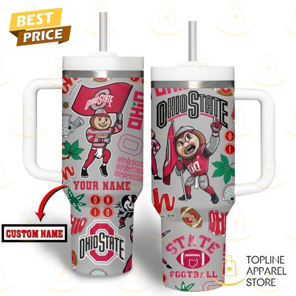 Personalized Ohio State Buckeyes Football Tumbler With Handle And Straw