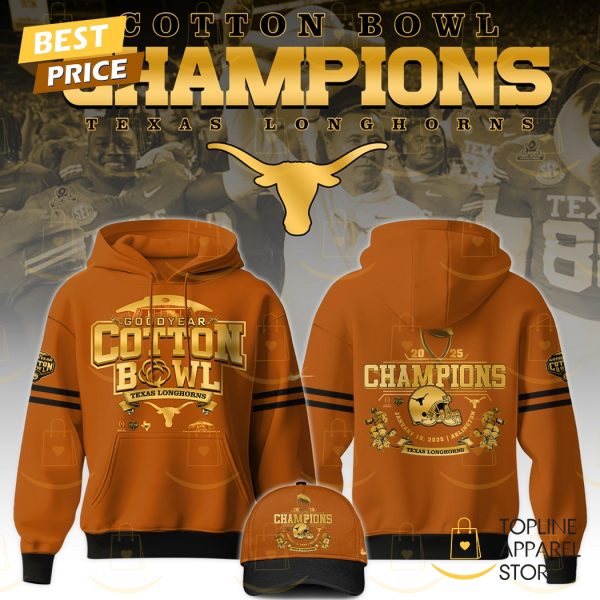 Texas Longhorns Cotton Bowl Champions 2025 Goodyear Hoodie – Orange