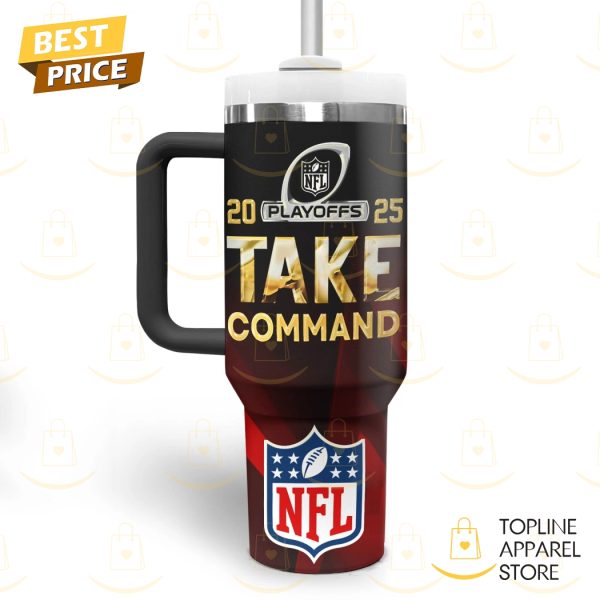 Washington Commanders 2025 Playoffs Take Command Tumbler With Handle And Straw