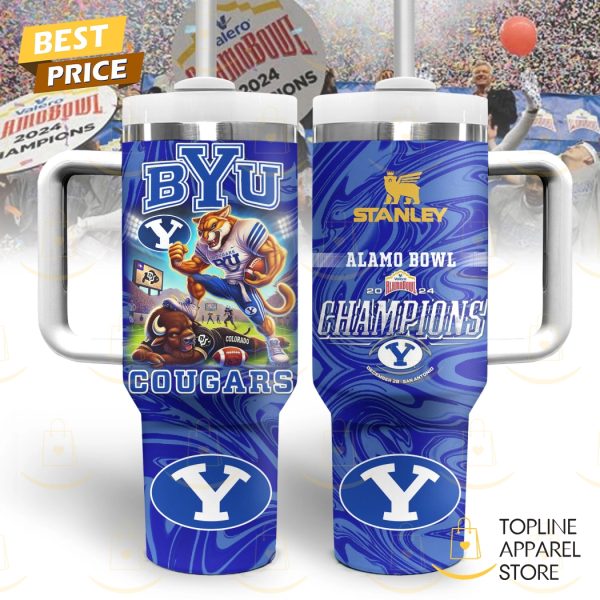 BYU Cougars Alamo Bowl 2024 Champions Tumbler With Handle And Straw