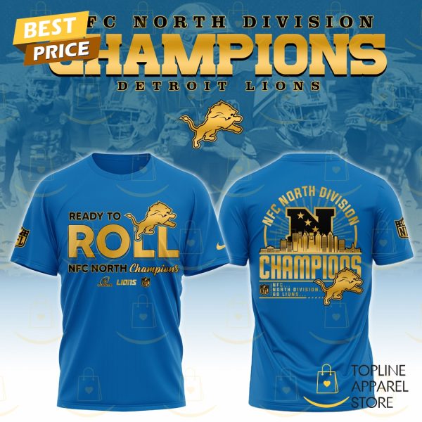 Detrois Lions 2024 NFC North Division Champions 3D T-Shirt – Blue