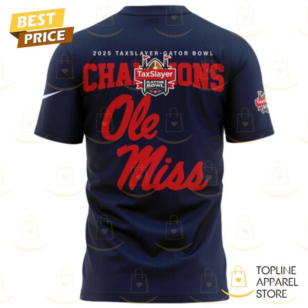 2025 Taxslayer Gator Bowl Champions Ole Miss Rebels Football 3D T-Shirt