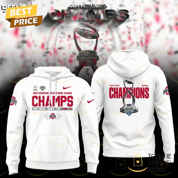 Ohio State Buckeyes College Football Playoff 2025 Cotton Bowl Champions Hoodie – White