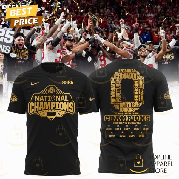 2025 National Champions Ohio State Buckeyes 3D T-Shirt