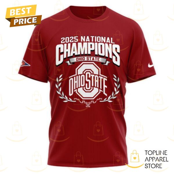 2025 National Champions Ohio State Buckeyes 3D T-Shirt – Red