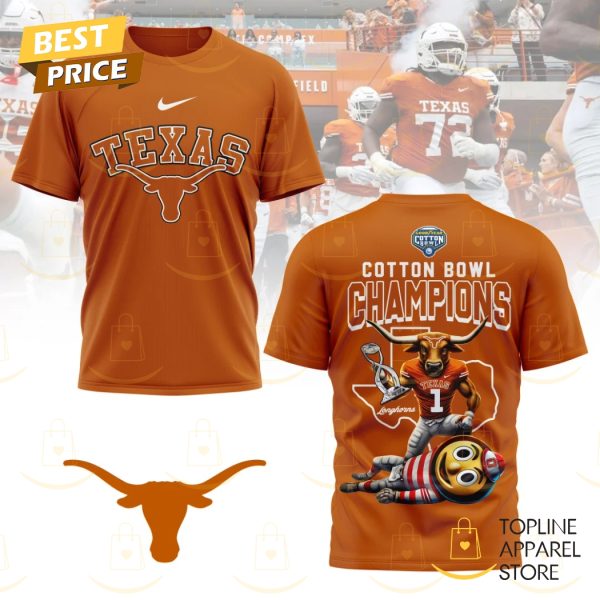 Texas Longhorns Cotton Bowl Champions 3D T-Shirt – Orange