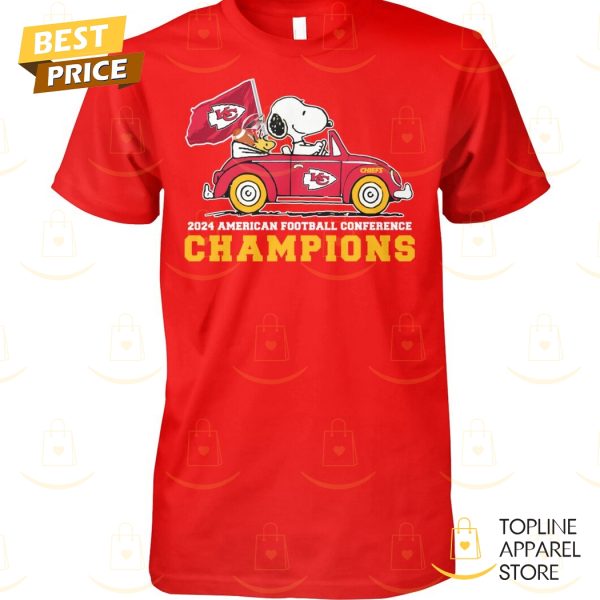 Snoopy x Kansas City Chiefs 2024 American Football Conference Champions Unisex T-Shirt