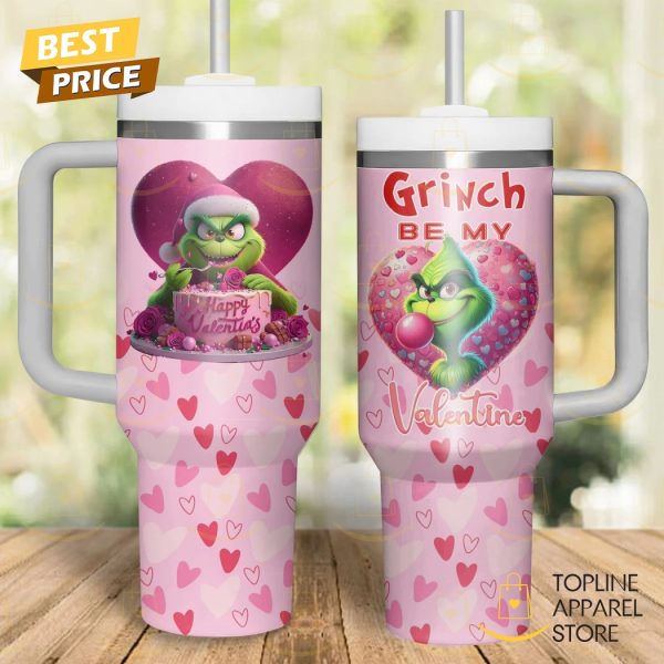 The Grinch Be My Valentina Tumbler With Handle And Straw