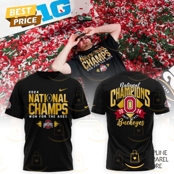 National Champions 2024 College Football Playoff Ohio State Buckeyes 3D T-Shirt – Black