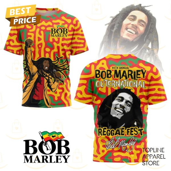 Bob Marley 44th Annual Outernational Reggae Fest Signature 3D T-Shirt