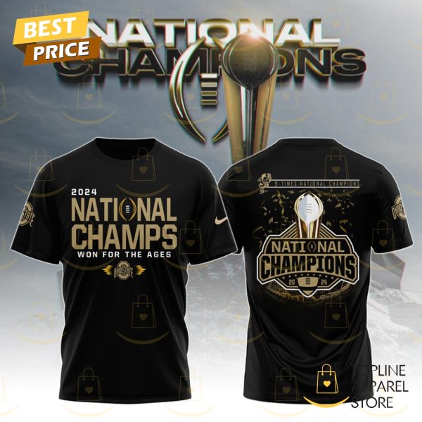 9 Times National Champions 2024 Won For The Ages Ohio State Buckeyes 3D T-Shirt