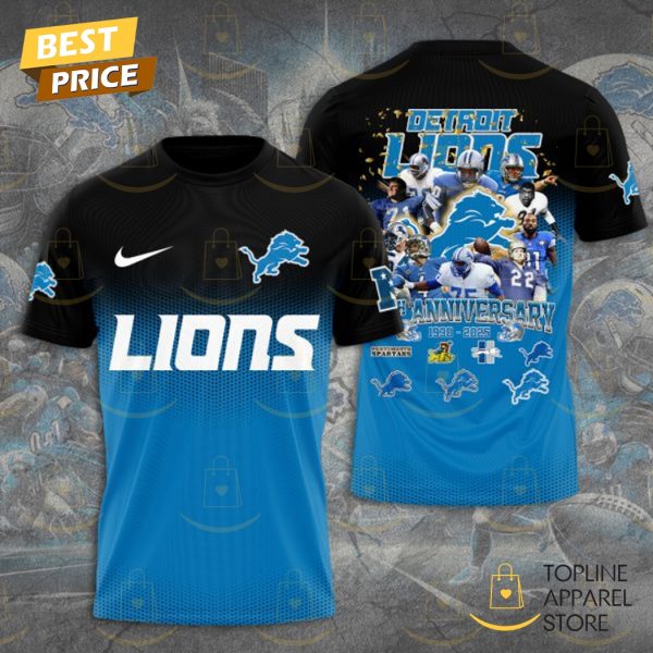 Detroit Lions 95th Anniversary 1930-2025 3D T-Shirt