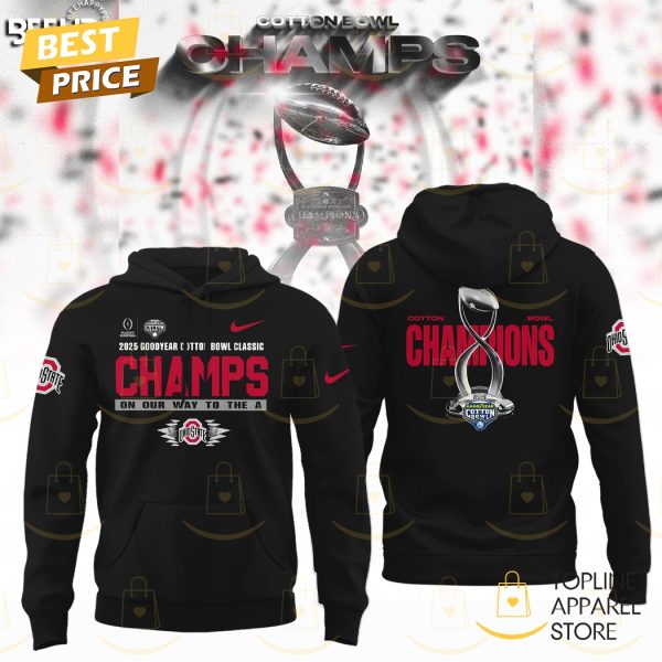 Ohio State Buckeyes College Football Playoff 2025 Cotton Bowl Champions Hoodie – Black