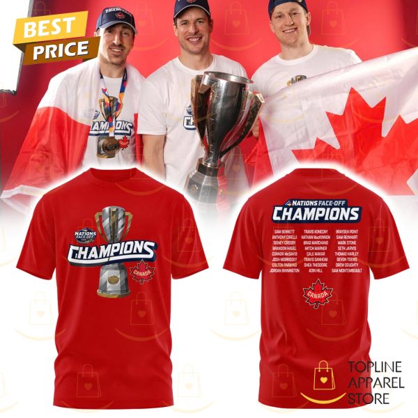 2025 4 Nations Face Off Champions Canada 3D T-Shirt – Red