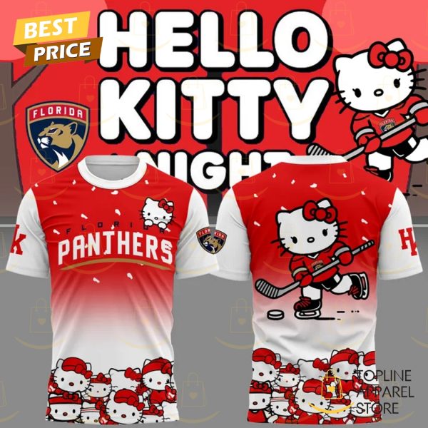 2025 Florida Panthers x Hello Kitty 3D T-Shirt – Red