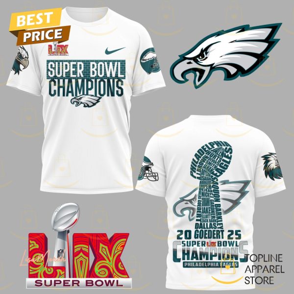 2025 Philadelphia Eagles Champions Super Bowl LIX 3D T-Shirt