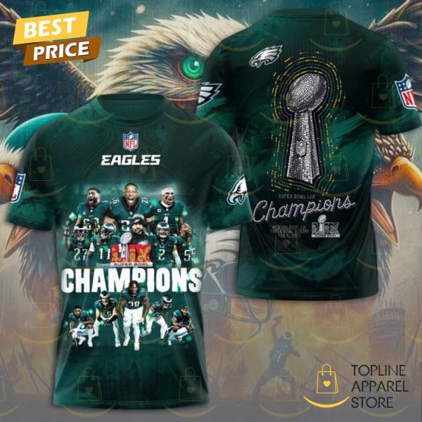 2025 Philadelphia Eagles Super Bowl LIX Champions 3D T-Shirt