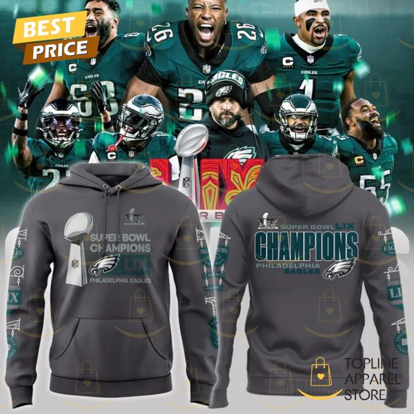 2025 Philadelphia Eagles Super Bowl LIX Champions Hoodie – Grey