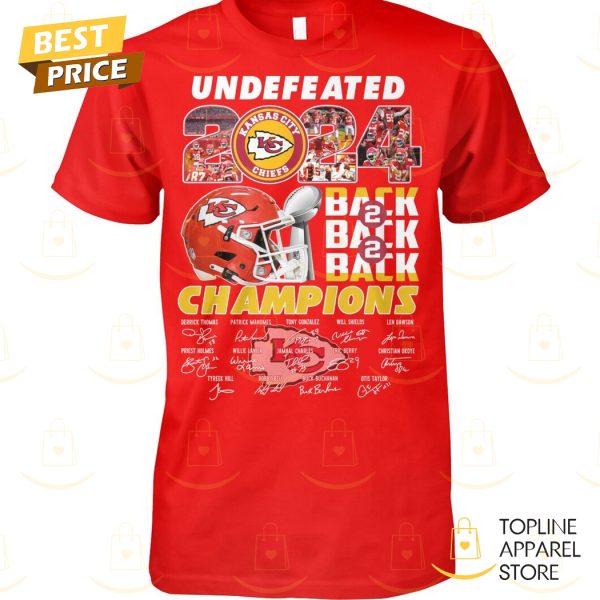 Undefeated 2024 Back 2 Back 2 Back Champions Kansas City Chiefs Signature Unisex T-Shirt