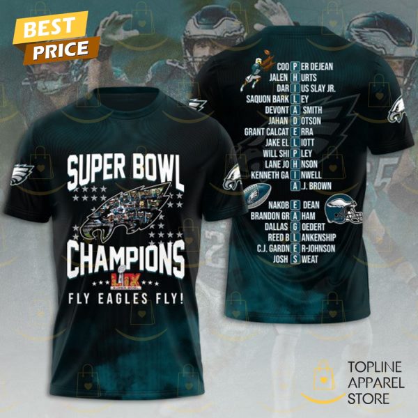 Philadelphia Eagles Super Bowl LIX Champions Fly Eagles Fly 3D T-Shirt