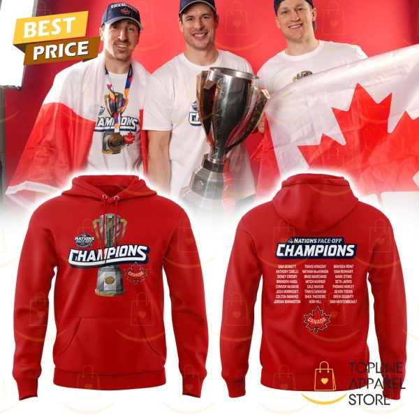 2025 4 Nations Face Off Champions Canada Hoodie – Red