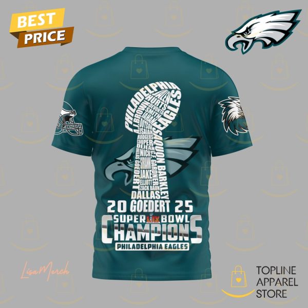 2025 Philadelphia Eagles Champions Super Bowl LIX 3D T-Shirt – Green