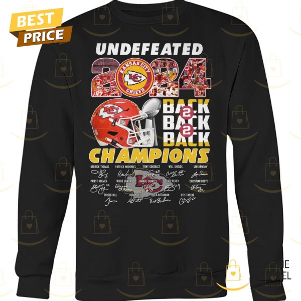 Undefeated 2024 Back 2 Back 2 Back Champions Kansas City Chiefs Signature Unisex T-Shirt