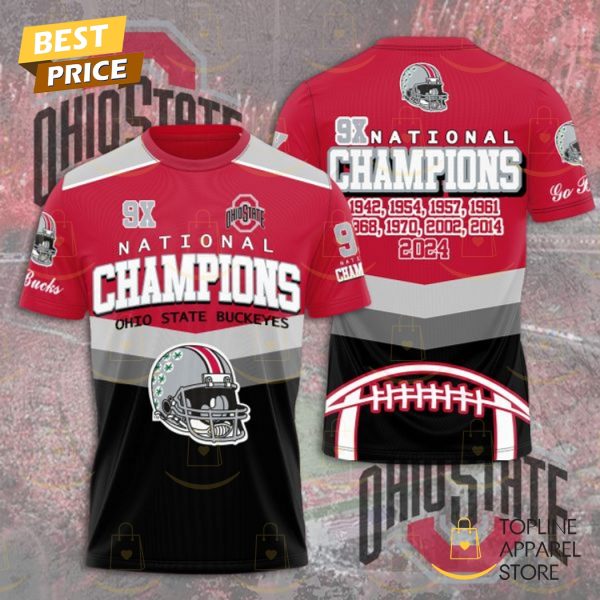 Ohio State Buckeyes Football 9X National Champions 3D T-Shirt