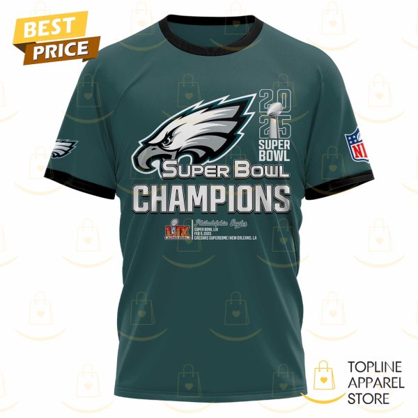 2X 2025 Super Bowl LIX Champions Philadelphia Eagles 3D T-Shirt