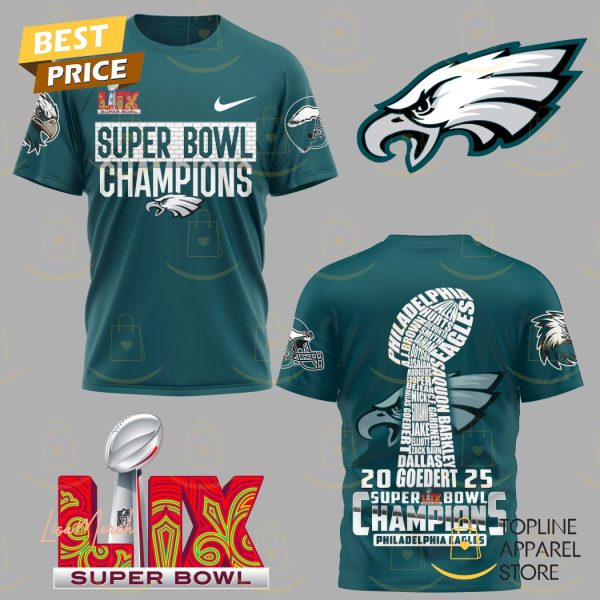 2025 Philadelphia Eagles Champions Super Bowl LIX 3D T-Shirt – Green