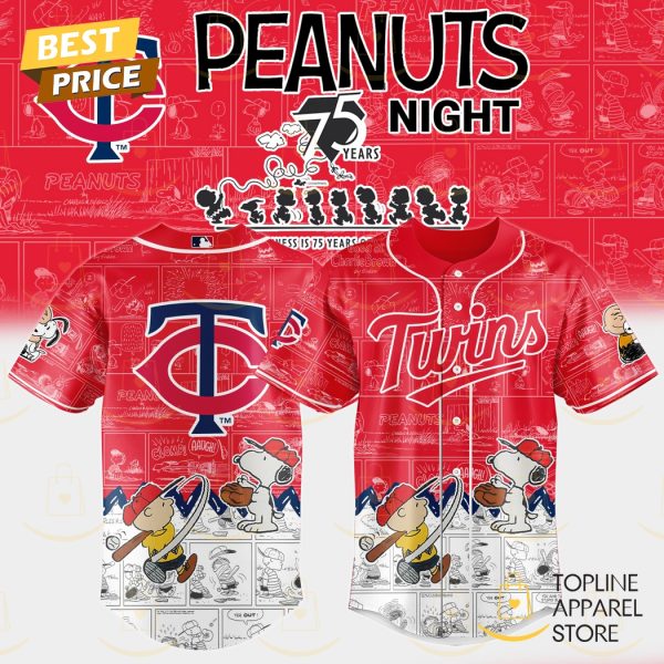 Minnesota Twins x Peanuts Night 75 Years 2025 Baseball Jersey