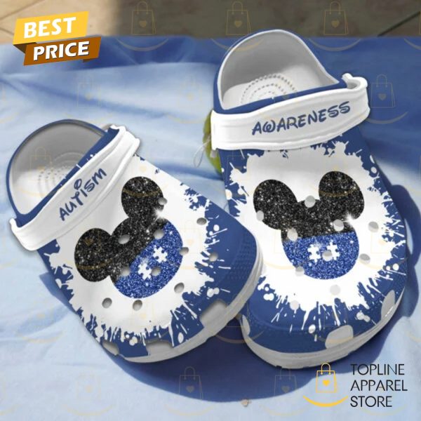 Autism Awareness MK Mouse Blue White Crocs