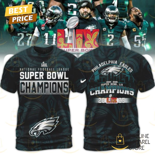 National Football League Super Bowl LIX Champions Philadelphia Eagles 2025 3D T-Shirt